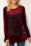 Sequin Velvet Stitching Top