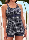 Wide Strap Geometric Print  Tankini Set