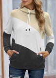 Contrast Kangaroo Pocket Drawstring Detail Hoodie