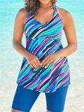 Stripe Printed Tankini Set