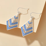 Blue Rhombus Design Metal Earring Set - soofoom.com