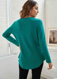 Button-Accent Long-Sleeve Tunic Top