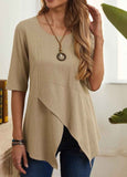 Hem Half Sleeve Cotton Blouse