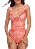 Polyester Dot One-piece Swimwear