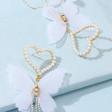 Pearl Detail Butterfly Design Earring Set - soofoom.com