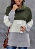 Turtleneck Color Block Pullover Sweater