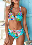 Halter Floral Printed Bikinis Swimwear