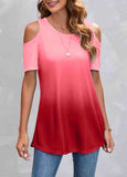 Cold Shoulder Ombre T Shirt