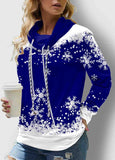 Snowflake Print Drawstring Sweatshirt