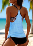 Floral  Printed Ruched Splicing Tankini Set