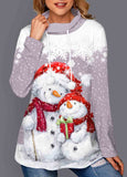 Snowman Print Cowl Neck Sweatshirt