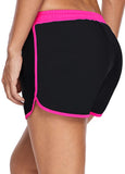 High Waisted Color Block Drawstring Waist Swim Shorts - soofoom.com