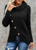 Buttoned Wrap Turtleneck Sweater