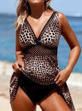 Leopard  Printed Hem Swimdress Top