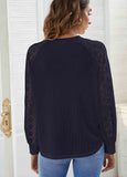 Crew Neck Lace Panel waffle top