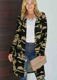 Camo Print Long Cardigan