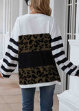 Leopard Stitched Crew Neck Sweater