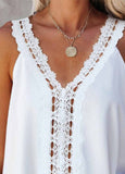 Solid Lace Sleeveless V Neck Daily Tank