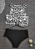 Leopard Print Strappy High Waist Bikini