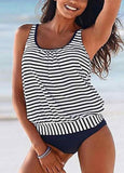 Striped Print Loose Tankini Set