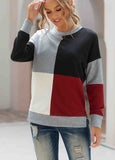 Color Block Long Sleeves Pullover Sweatshirt