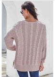 Knitted Drawstring V-Neck Sweater