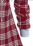 Plaid Patch Printed Breasted Hoodie Coat