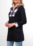 Quarter Zip Plaid Long Sleeve T Shirt