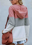 Contrast Zipper Closure Drawstring Detail Hoodie