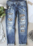 Patchwork Hollow Out Ripped Jeans