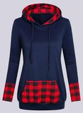 Plaid Stitched Long Sleeve Hoodie