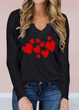 Heart Print V-Neck T-Shirt