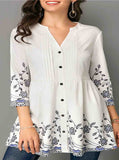 Printed Pleated Shirt Blouse