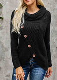 Buttoned Wrap Turtleneck Sweater