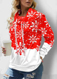 Print Drawstring Christmas Sweatshirt