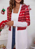 Christmas Print Long Sleeve Cardigan