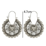 Silver Lotus Design Metal Earring Set - soofoom.com