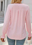 Breathable Long Sleeve Split Neck Blouse