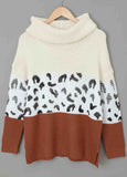 Turtleneck Splicing Chunky Knit Pullover Sweater