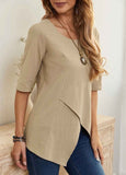 Hem Half Sleeve Cotton Blouse