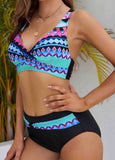 Geometric Print Halter High Waist Bikini Set