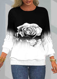 Flower Print Round Neck Sweatshirt