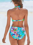 Halter Floral Printed Bikinis Swimwear