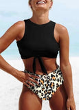 Leopard Print Strappy High Waist Bikini