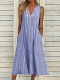 V Neck Cotton-Blend Casual Dresses