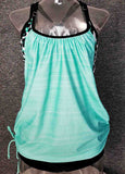 Side Ruched Splicing Two-Piece Tankini Set