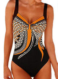 Floral Strap Sexy Plus Size One-piece Swimsuits - soofoom.com