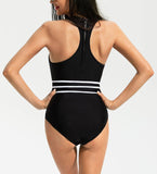 Stripe U-Neck Sexy Elegant Beautiful Cute One-piece Swimsuits - soofoom.com