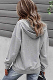 Solid Hooded Pocket Long Sleeve Sweatshirt