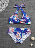 Halter Floral Printed Bikinis Swimwear